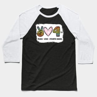 Victory Hand Hearts Peace Love 4th Grade Back To School Day Baseball T-Shirt